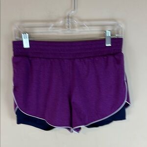 Brooks  2 in 1 Purple Running Shorts with Navy Under Shorts Size Medium